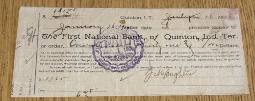 1906 promissory note quinton - 1906,